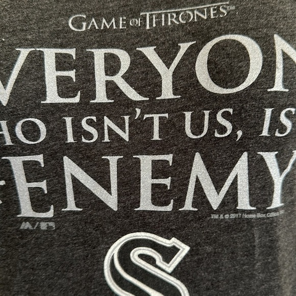 Chicago White Sox MLB Game of Thrones Gray Silver T-Shirt Everyone is an Enemy M - Picture 3 of 8